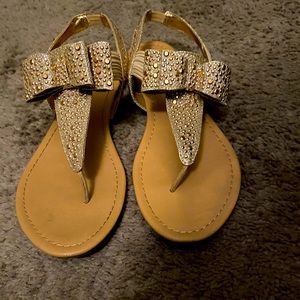 Material Girl rose gold studded sandals